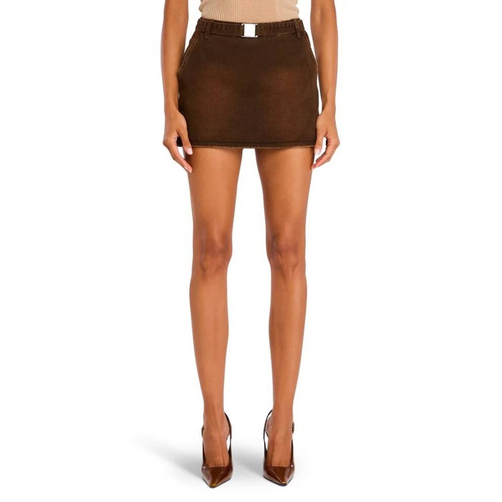 SER.O.YA Vintage Brown Marquise Mid Rise Denim Mini Skirt 100% Cotton Size XS